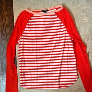 I Crew Orange and White Striped Long Sleeve Shirt